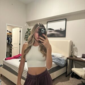 Amazon White Sleeveless Crop Top